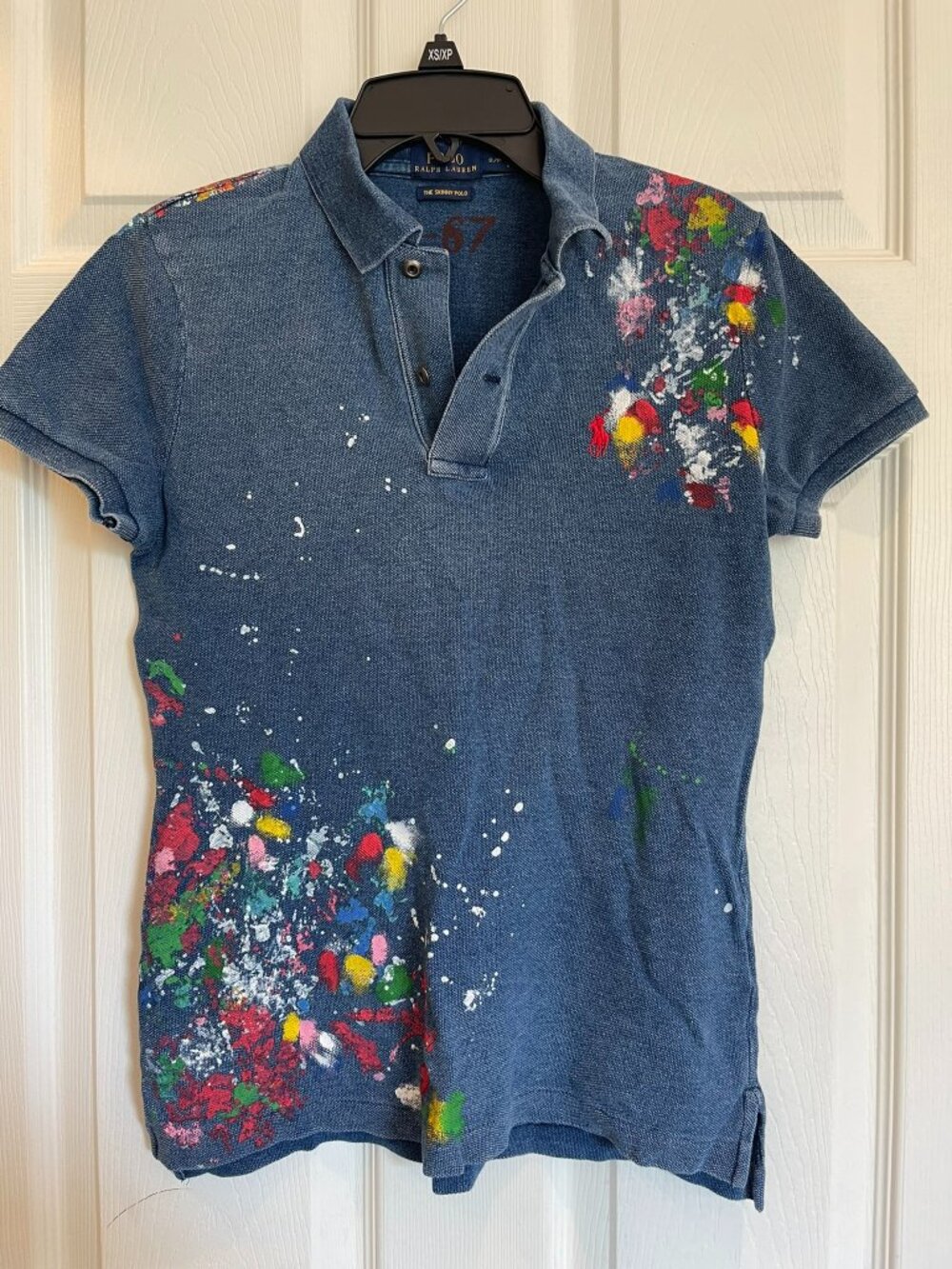 Polo RL polo in denim and paint, size S